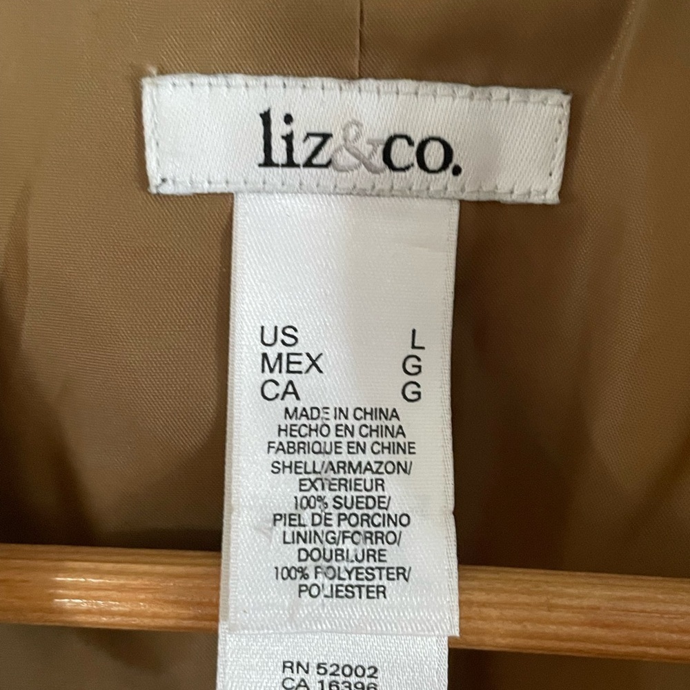 Liz & Co. Camel Suede Blazer Large - Picture 2 of 6